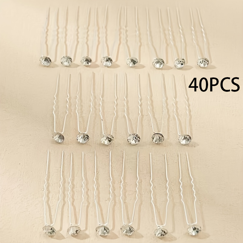 E-shop 40 Stk. neues handgefertigtes Nieten-Braut-Kopfschmuck für Damen, gabelförmige Haarnadel, U-förmiges geflochtenes Haar, Hochzeitshaarnadel,