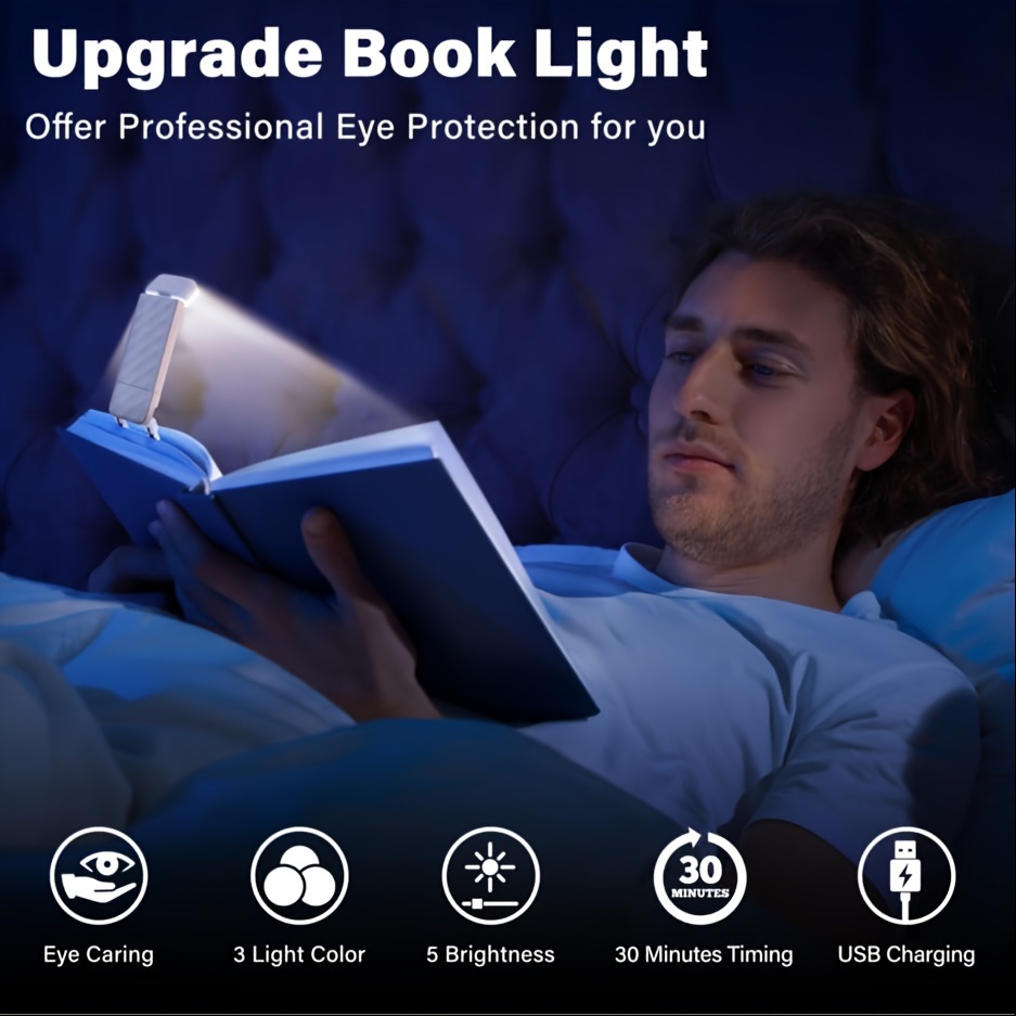 Lámpara Lectura Recargable Luz Led Leer En Cama Ajuste - Temu