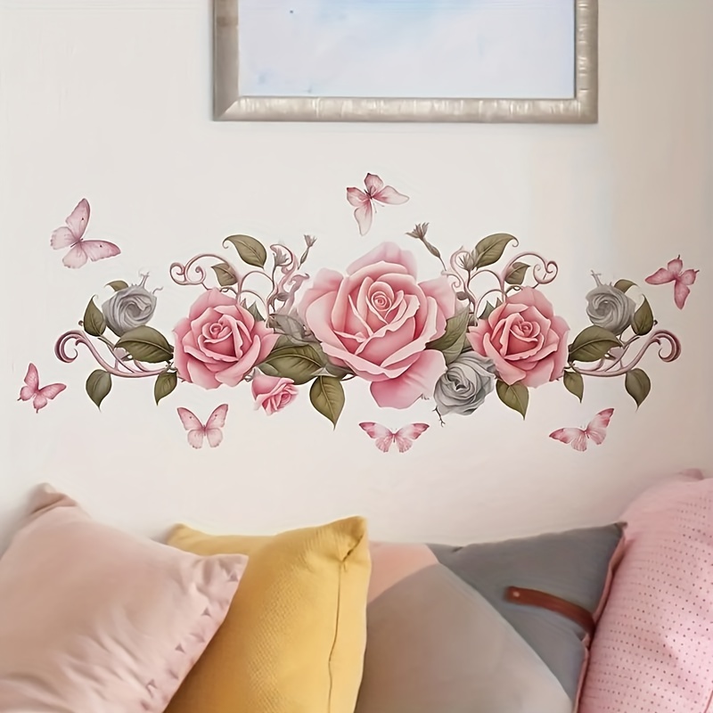 Image of Elegant & Floral Vinyl Wall Decal - Removable, Self-adhesive Art Sticker For Bedroom, Living Room, And Office Decor