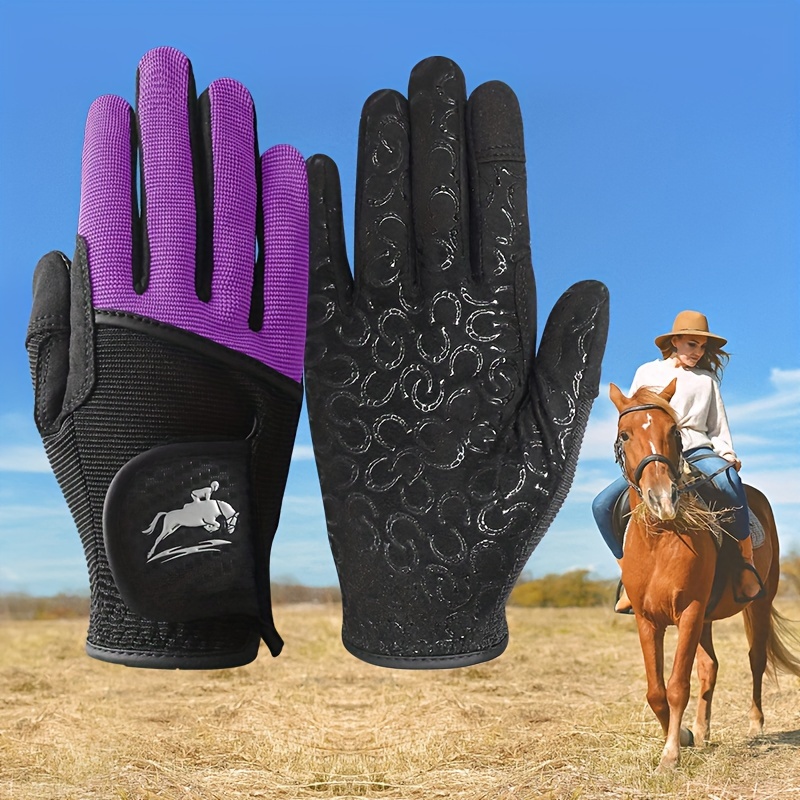 

Breathable Riding Gloves For Women - Summer Comfort Grip Equestrian Gloves With Stretchable 4-way Fabric, Silicone Anti-slip Print, Touchscreen Compatible, Adjustable Buckle Closure, Hand Washable