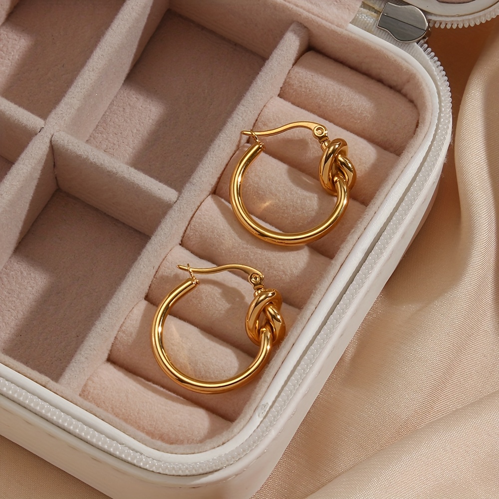 Image of Exquisite, Romantic, French Bow Round Stainless Steel Earrings, Anti-allergic, Anti-fading, Suitable For Daily , Banquets, Weddings, Ideal Valentine's Day Gifts For Lovers
