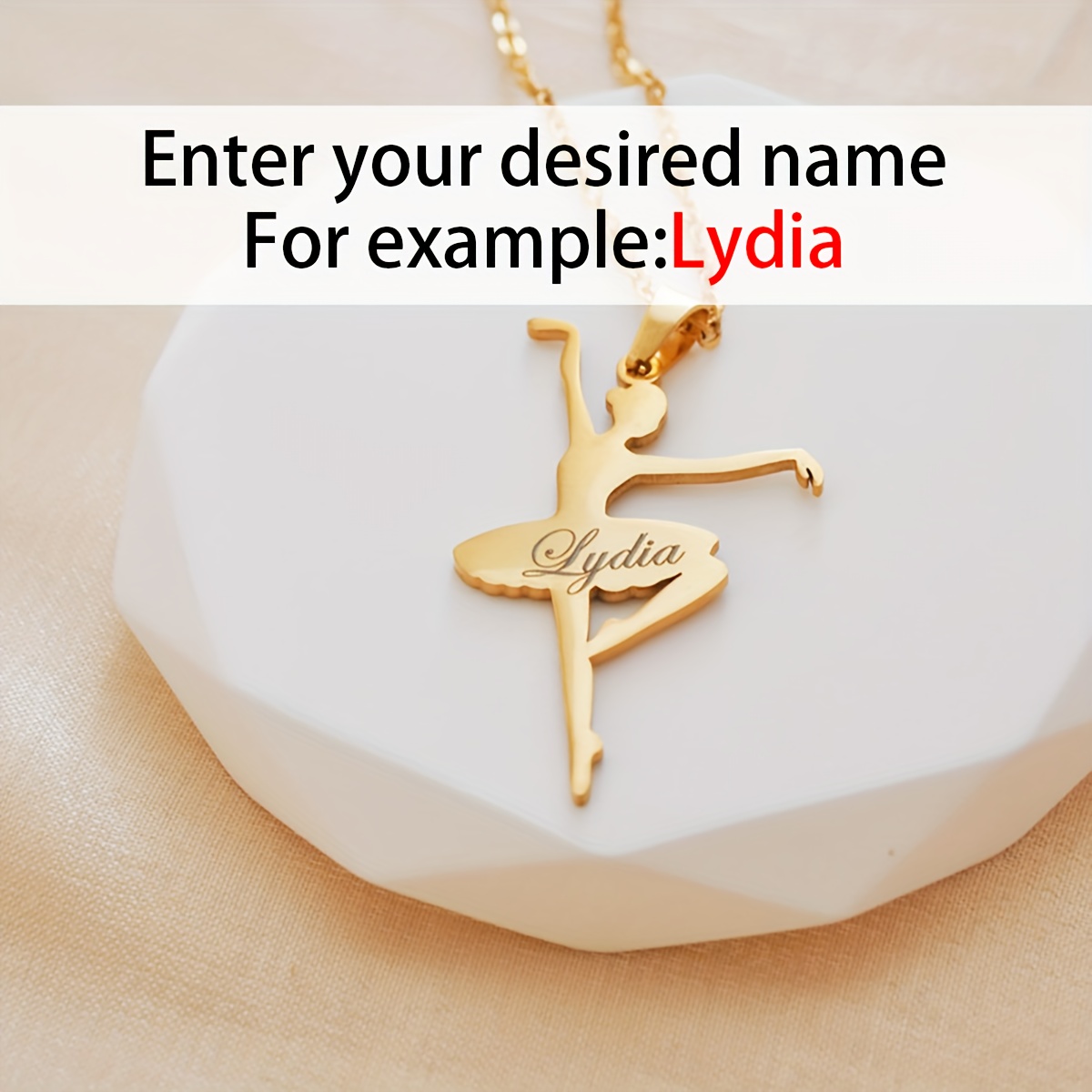 Personalized Ballet Dancer Necklace - 18k Gold-plated 304l Stainless Steel Elegant Retro Ballet Lady Pendant, Engraved With Name, Suitable As A Gift For Dancers, Mothers And Ballet Enthusiasts