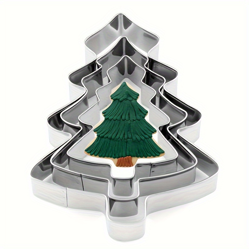 

3pcs Christmas Tree Cookie Mold Set Stainless Steel Cake Mold Biscuit Mold Diy Baking Christmas Mold