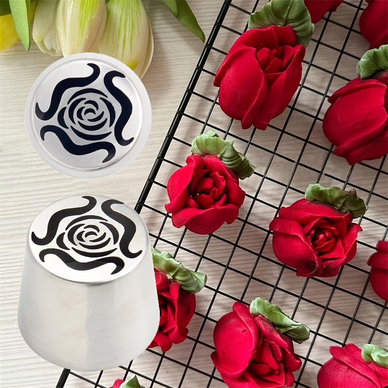 TEMU 1 Extra Large Rose Piping Nozzle, Stainless Steel Icing Marshmallow Piping Tip, Bouquet