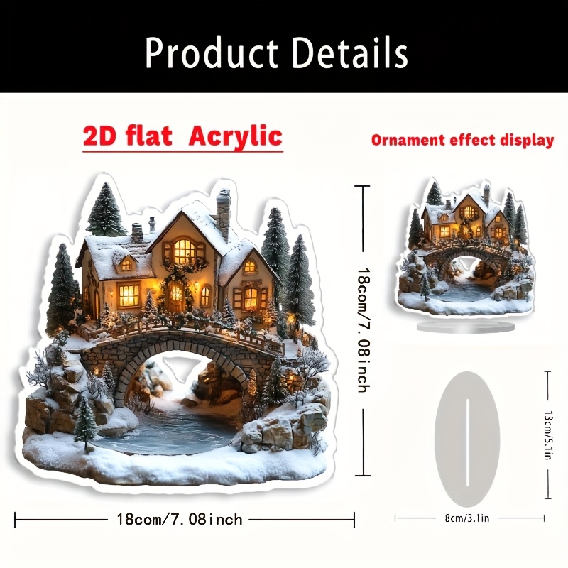 TEMU 2d Flat Desktop Decor, Not 3d!!! 1pc Acrylic Gingerbread House Tabletop Decor - Christmas Village Collectible Figurine Desktop Ornament,