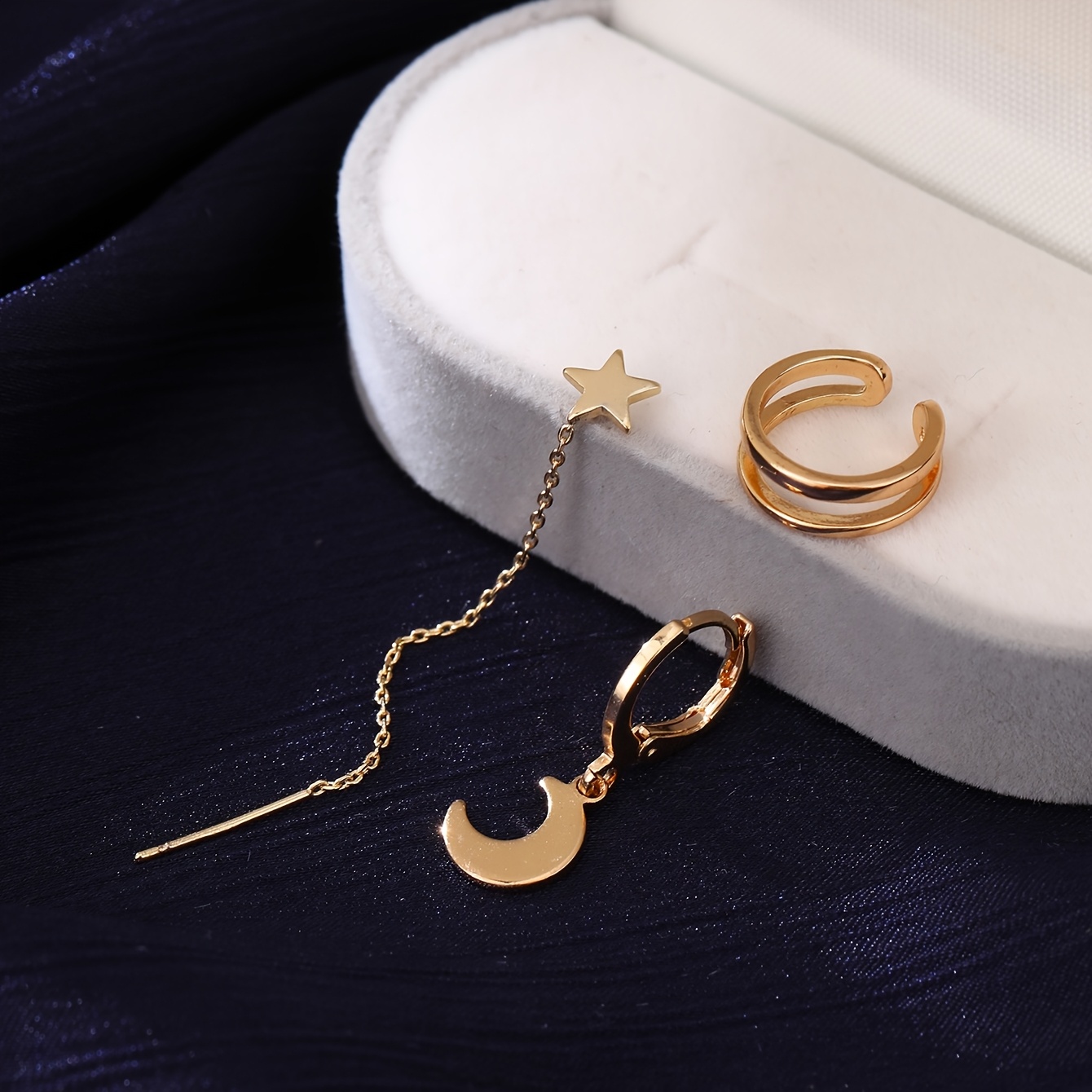Women's Middle Eastern Ramadan Star Ear Thread Moon Drop Set