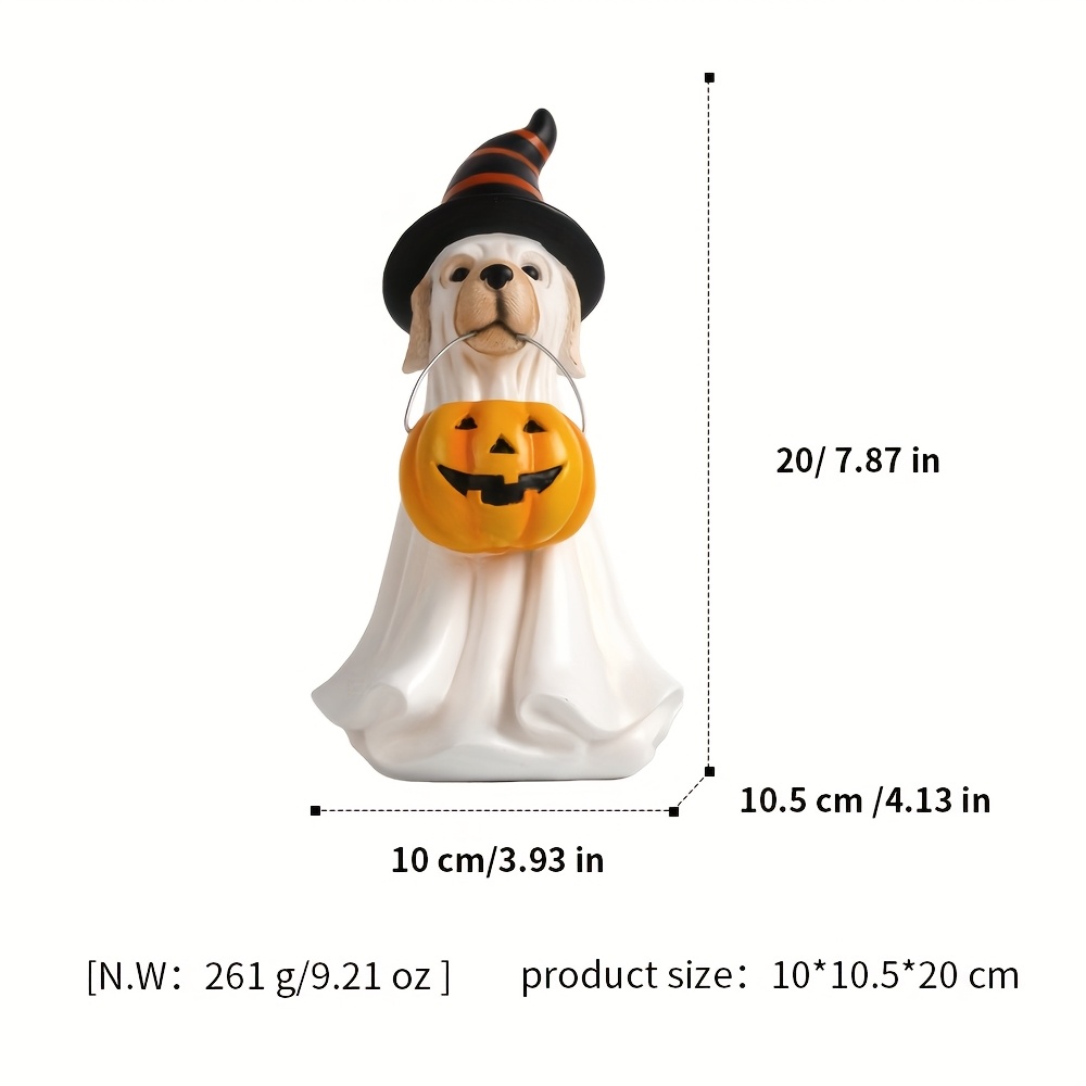 Adorable Cat And Dog With Pumpkin Statue Ornament, Halloween Pumpkin Figure Decorative Resin Sculpture, Birthday Gift, Halloween Thanksgiving Gift