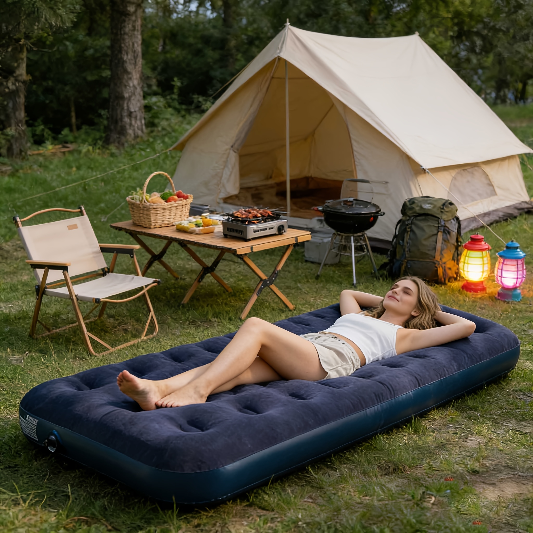 1 tragbares kompaktes aufblasbares campingbett zwei/eine