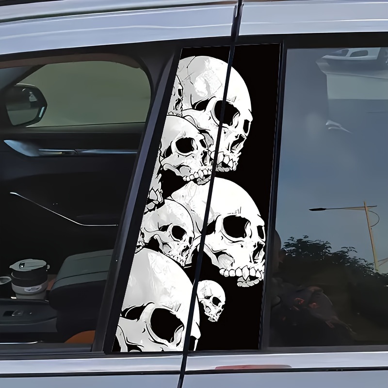 TEMU 2pcs & White Vinyl Car Window Stickers - Temporary B-pillar Protectors With Smudge-resistant Gloss, /remove (no Residue) - Irregular Cutouts For Doors,, Mirrors - Vehicle