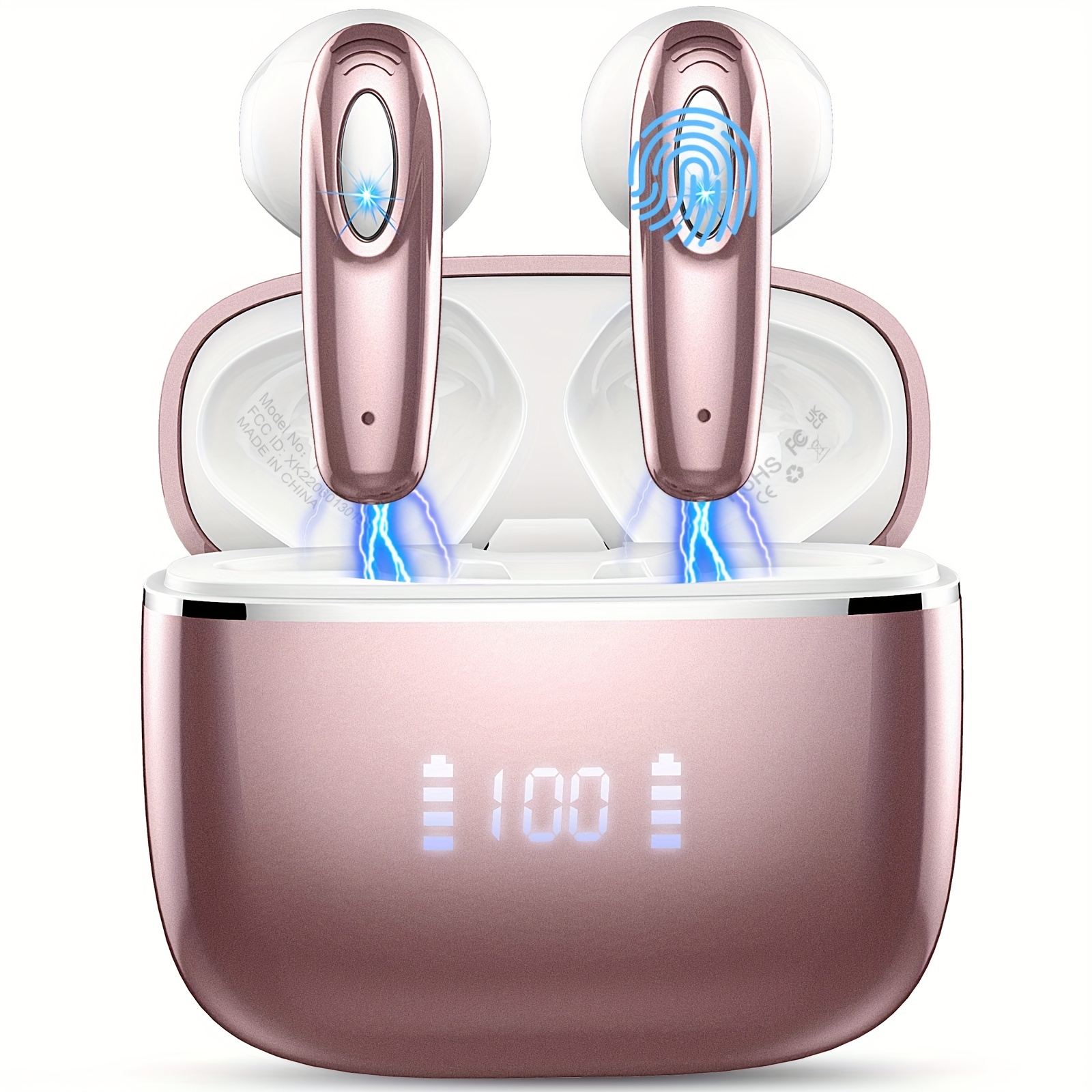 

T19 High Fidelity Wireless Earphones With 4 High-definition Microphones, Portable Design Wireless Earphones 5.3, Battery Life Of 40 Hours, Led Display, 2024 Ios Android Pc Wireless Earphones