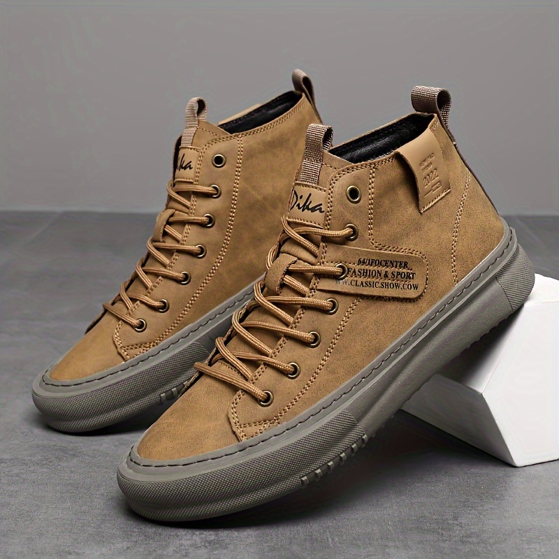 zapatillas de moda para hombre de corte medio, botas de un solo