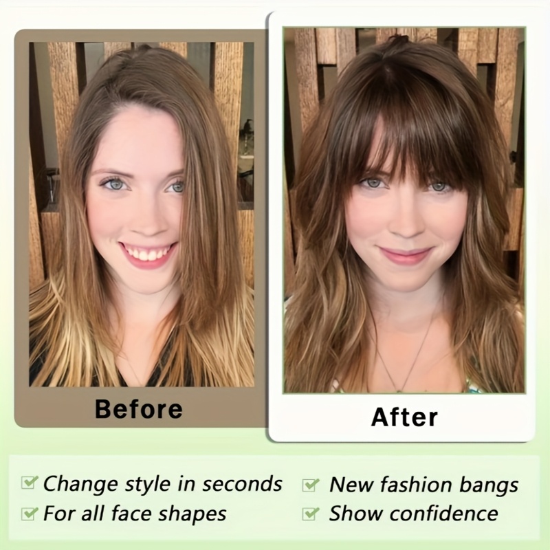 goddess clip on bangs hair extension for women straight natural looking   versatile for daily wear special occasions easy to style daily hairpiece straight hairpiece secure clip in details 4