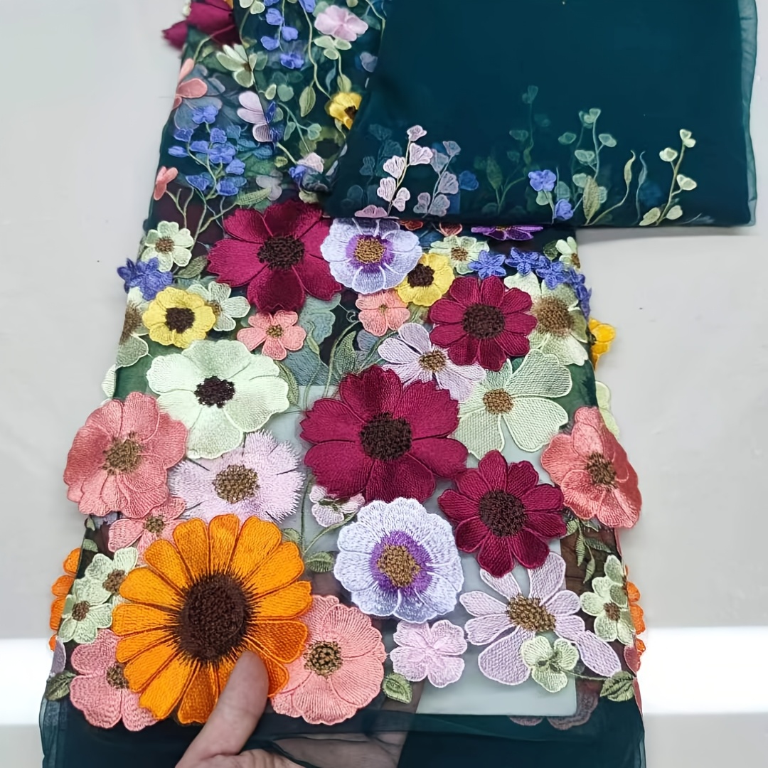 flower embroidered mesh