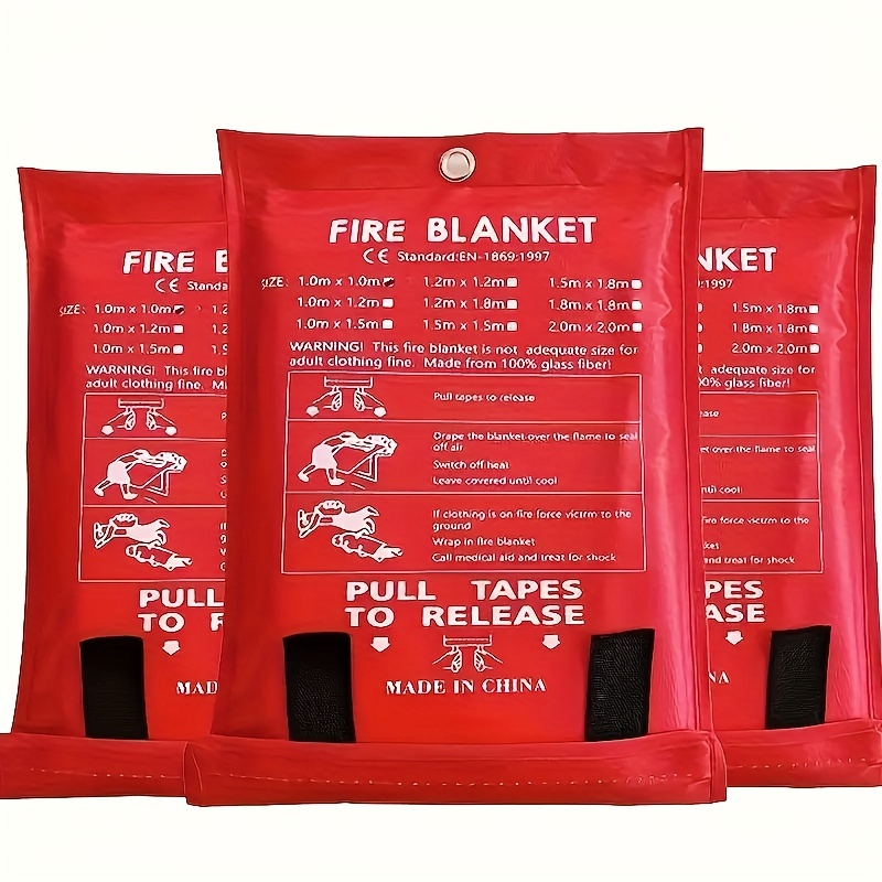 

Set Of 3 Household And Kitchen Emergency Fire Blankets, Suitable For Schools, Barbecues, Fireplaces, Offices, Fiberglass Emergency Fire Equipment, Flame Retardant Blanket