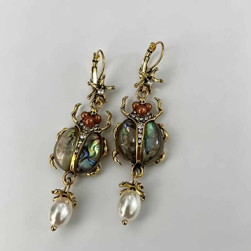 TEMU Pendientes Retro de con de Perlas, Resina con de Ámbar Degradado de de , Esmalte Vintage de Superficie Anti-Oxidación, Simbolizando , , la