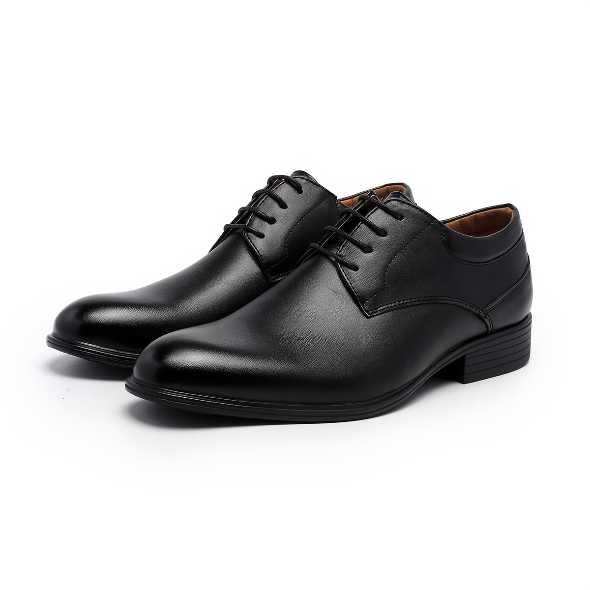 Men'S Classic Oxfords - Solid Color, Low Top, Pointed Toe, Lace-Up, Faux Upper & Inner, PVC Sole, All-Season Business Casual Shoes for Weddings, Parties, England - Minimalist Style