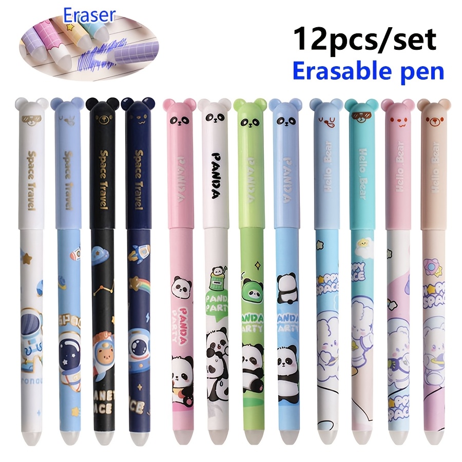 

12pcs/set Gel Pens - Fine Point 0.5mm Blue & , Kawaii Astronaut Designs Gift For Students To Write Office Stationery