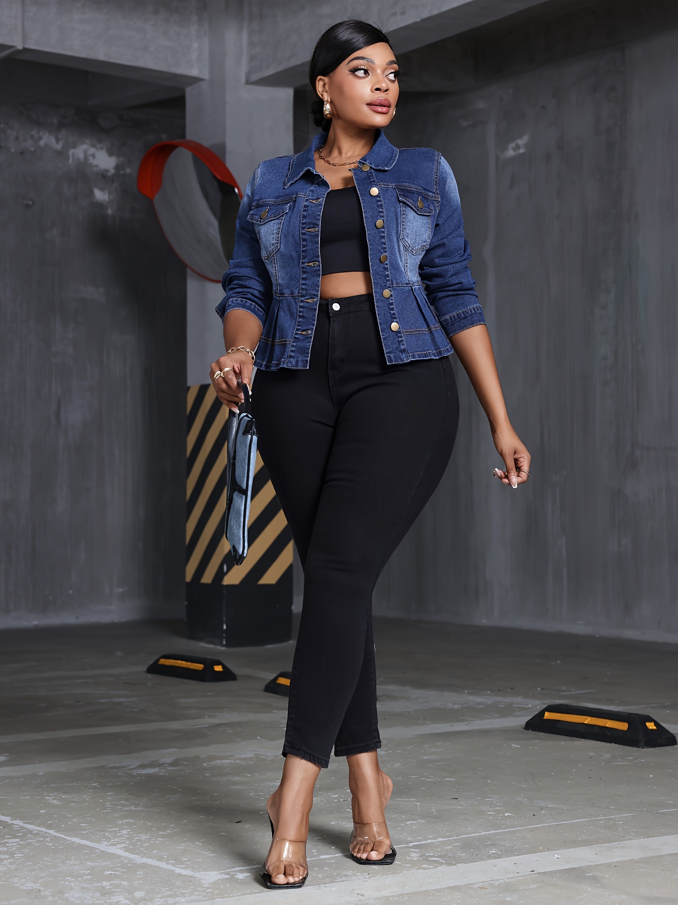 Giacca Elegante Jeans Con Giacca Blu Giacca Jeans Blu A Maniche