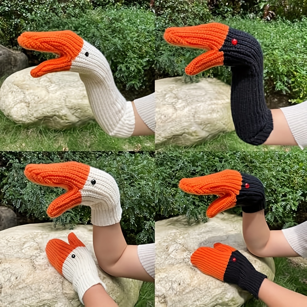 

Unisex Funny Gloves For And Cold Protection, Creative Goose Power Gloves, Funny - Swan Knitted Fingerless Gloves