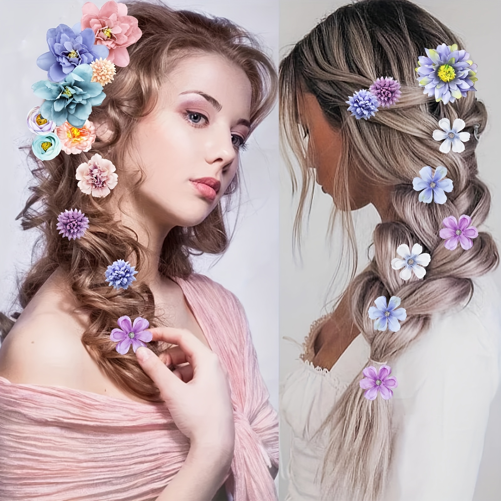 three     from bohemian hair flower clips hawaiian flower hair accessories for weddings parties casual wear elegant floral hairpins in purple   more wedding hair accessories party hair decor bohemian styl Product details 1