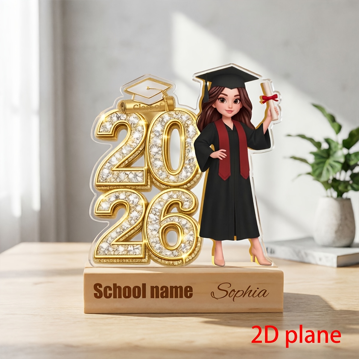 adornos 2d   personalizados de corte acrílico 2026, adornos   de personaje de dibujos animados de graduación, adornos con texto láser, adecuados para regalos de graduación, regalos para fiestas de graduación, regalos para hijos,  ,   de  ,   y buenos  