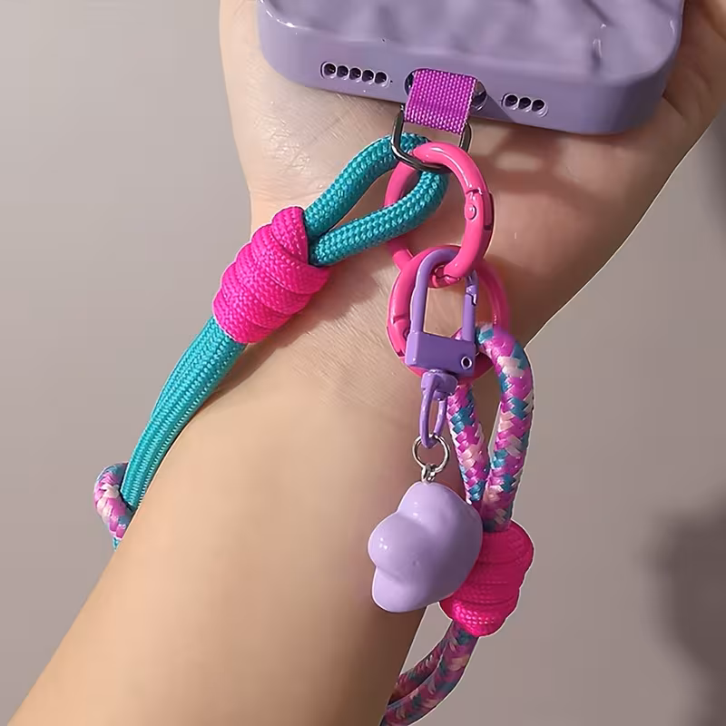 1pc dopamine short lanyard phone strap wrist strap camera accessory pouch pendant keychain Product details 5