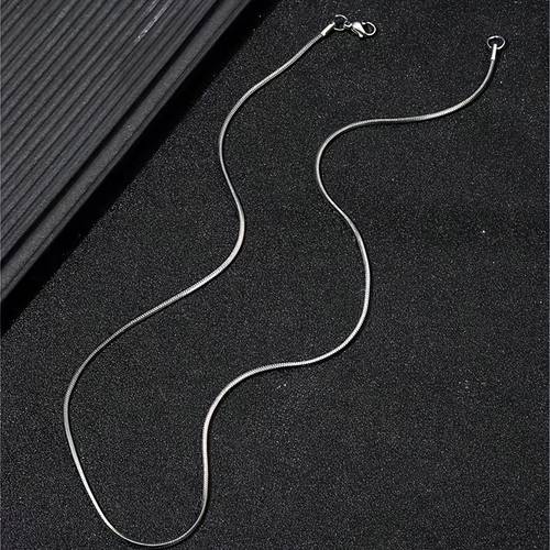 1pc 316l stainless steel thin snake chain necklace 2mm minimalist round chain hypoallergenic waterproof durable jewelry for him her everyday party layering