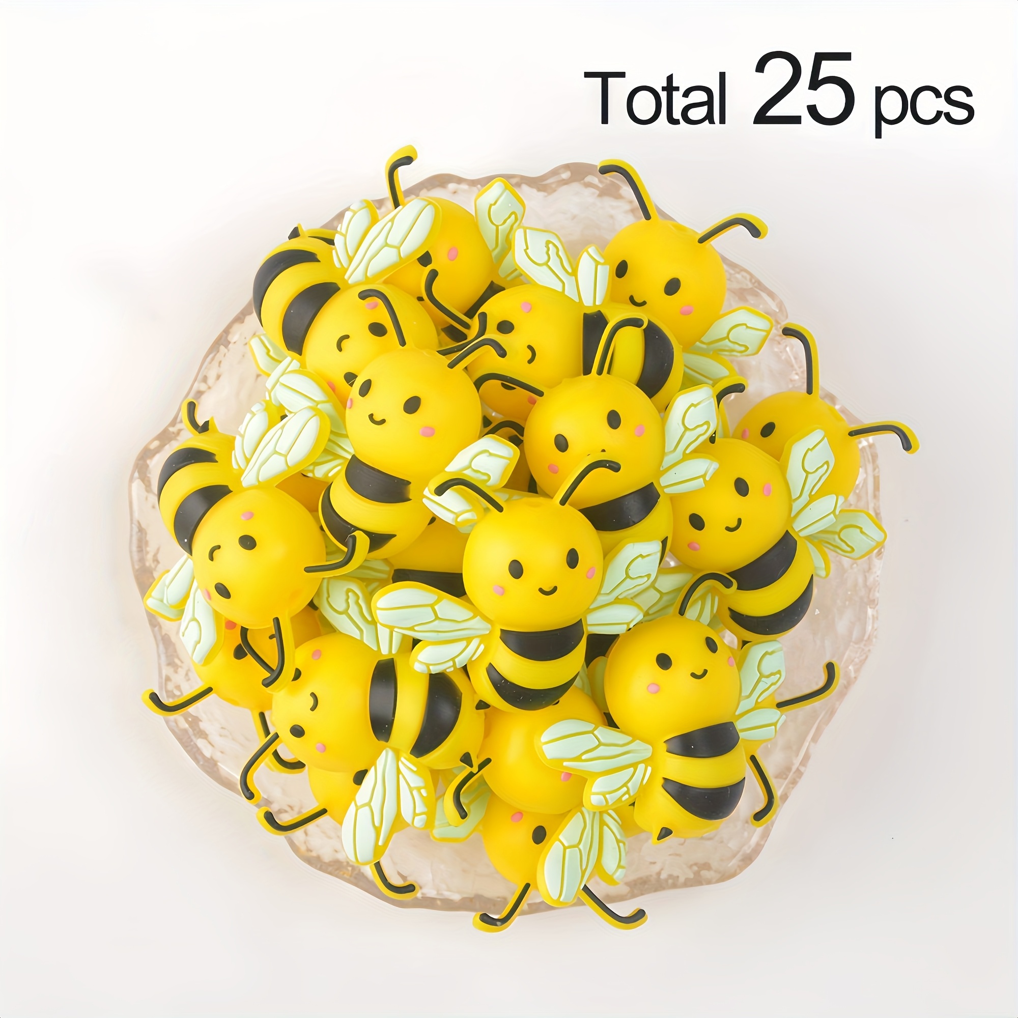 TEMU 25pcs Realistic 3d Silicone Beads Kit With Stripes & - Making Supplies For Necklace Pendants, Keychains, Id Lanyards, Pen Charms - Beads For S &