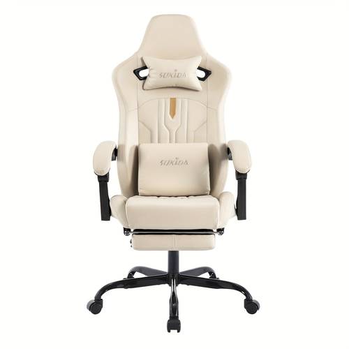 gaming chair office chair computer chair with footrest headrest and lumbar support ergonomic computer chair height adjustable swivel work chair grey beige green
