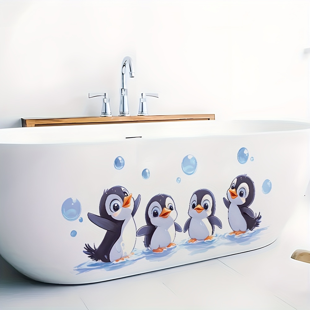 Cute Penguin Playing Water Wall Sticker for Decoration