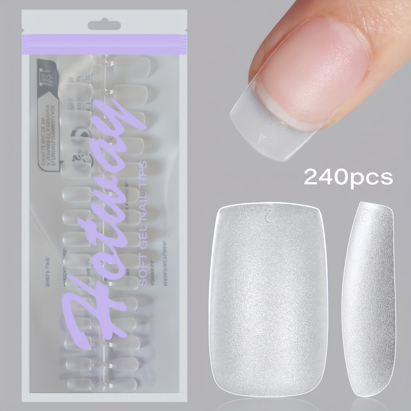 TEMU 180-240 Short Square Fake Nail Tips, 15# Matte Acrylic Nail Tips, Soft Gel Full Cover Fake Nails, Durable, Flexible, , Suitable For Nail Salon Press-on Nail Gel Nail Kit Nail Supplies