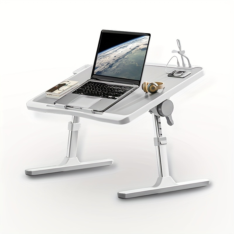 

Laptop Tray, 60*40cm Table Lap For Bed, Premium Lapdesk, Height Angle Adjustable, With Usb, Drawer, Tablet Slot, For Eating, Working, , Gaming, Drawing (light Grey)