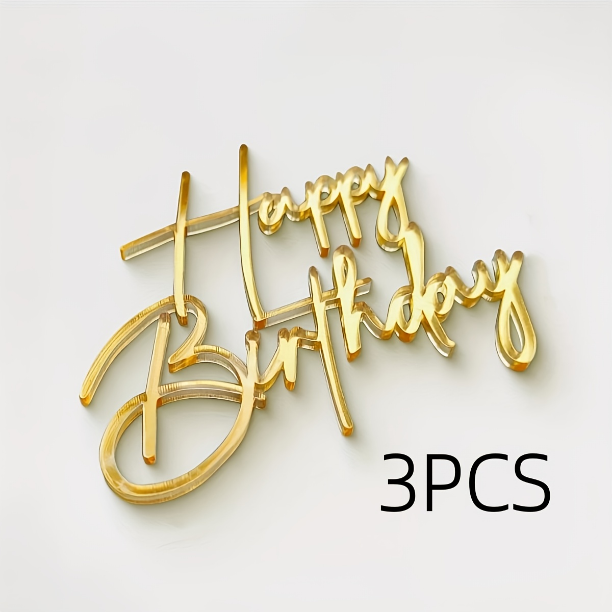 Image of 3pcs/6pcs/9pcs/15pcs Golden Acrylic Birthday Cake Toppers - Premium Happy Birthday Cake Decorations For Cake & Party Decoration，halloween，christmas