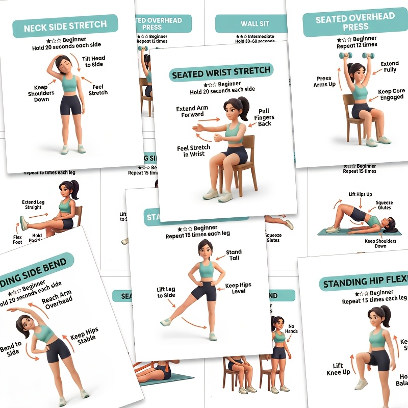 gentle exercise cards for beginners easy to   workout deck with   movements   flash cards for seniors and no experience  