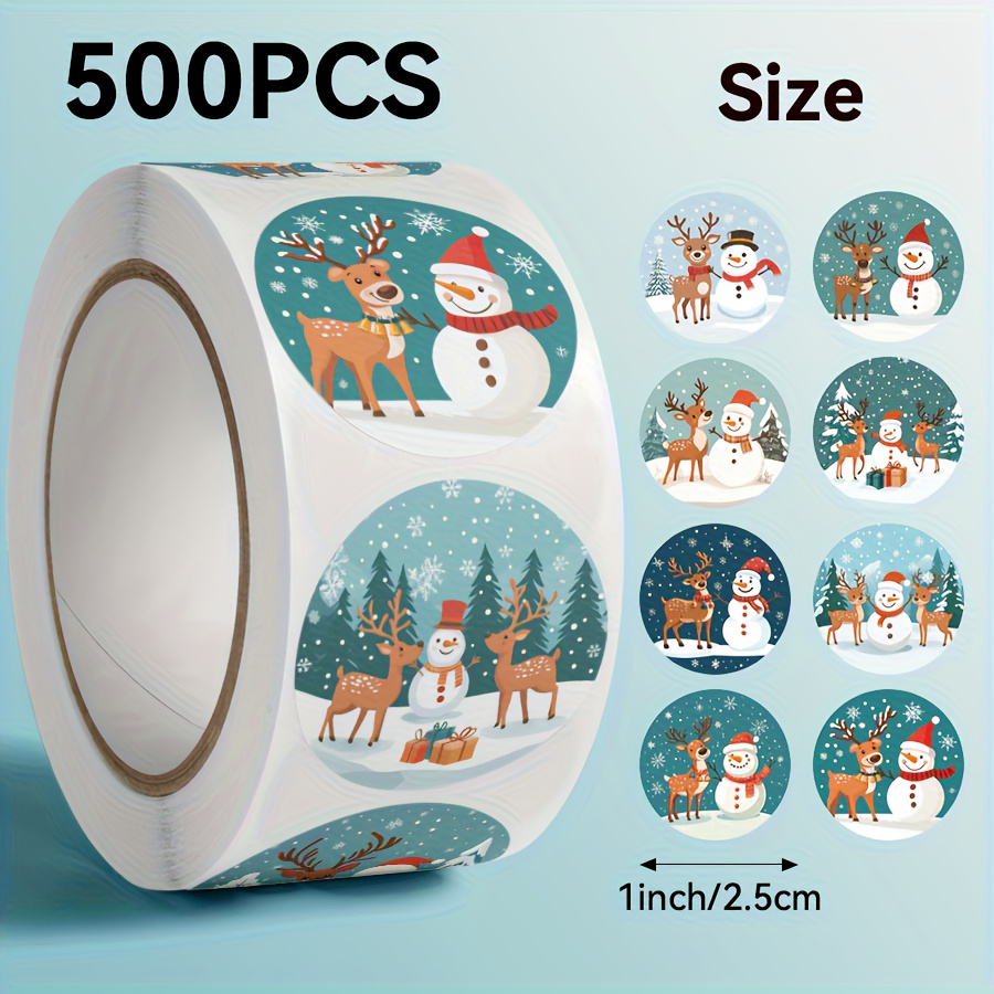 500pcs Of Christmas Stickers Featuring Reindeer And Snowman Designs, A Merry Christmas