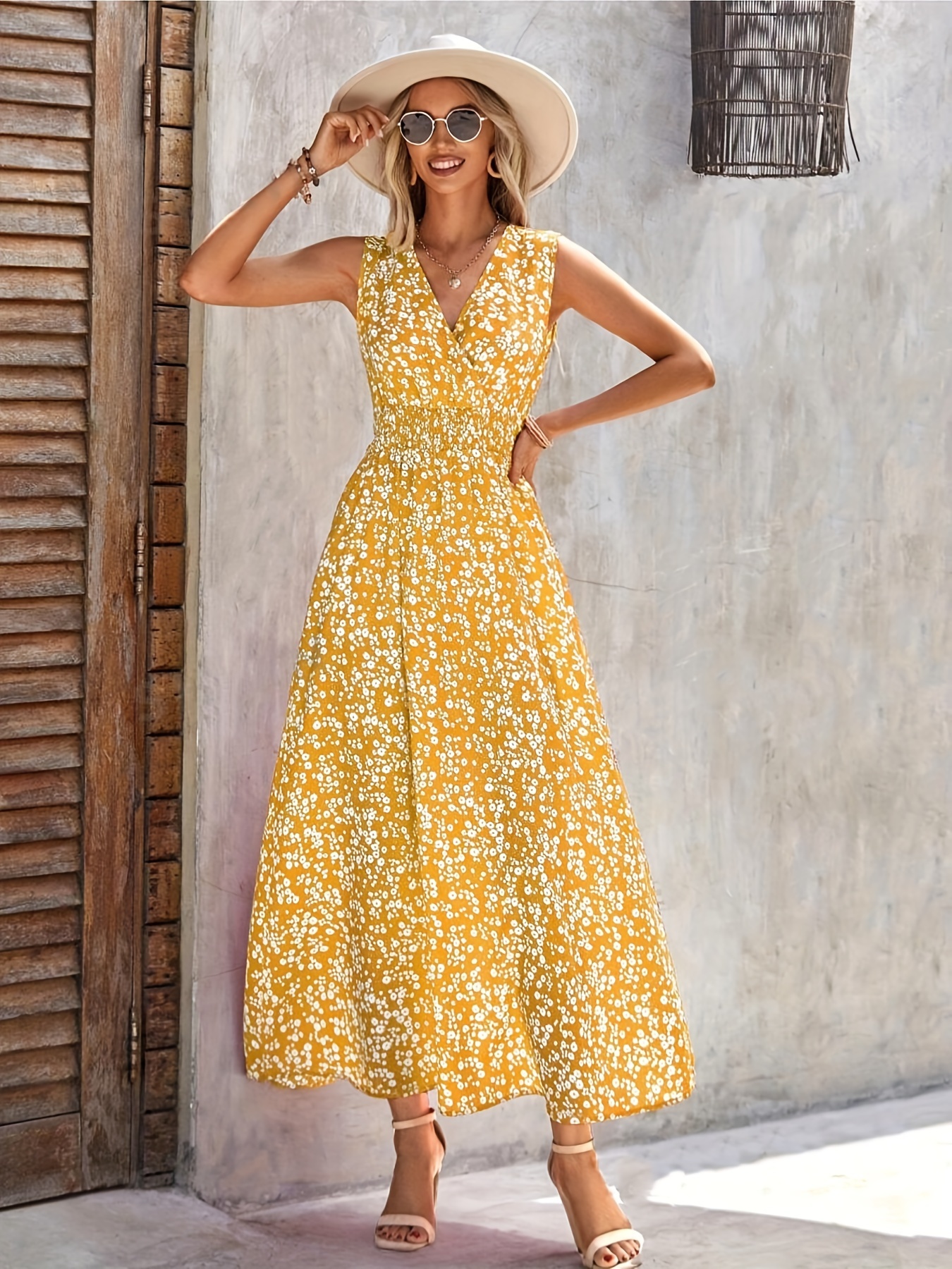 Maxi Dress Ankle Length Midi Dress Buy StyleCast Yellow Floral Printed One  Shoulder Fit Flare Midi