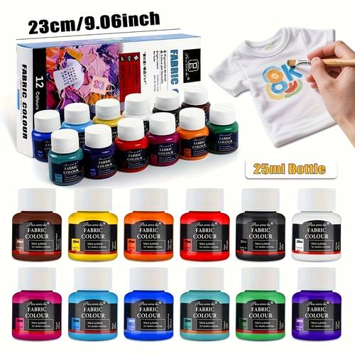 item picture 6 12 color fabric painting set 0 85oz bottled textile dye designed for rich vibrant colors with high quality waterproof and fade resistant suitable for clothing bags and home textile diy projects
