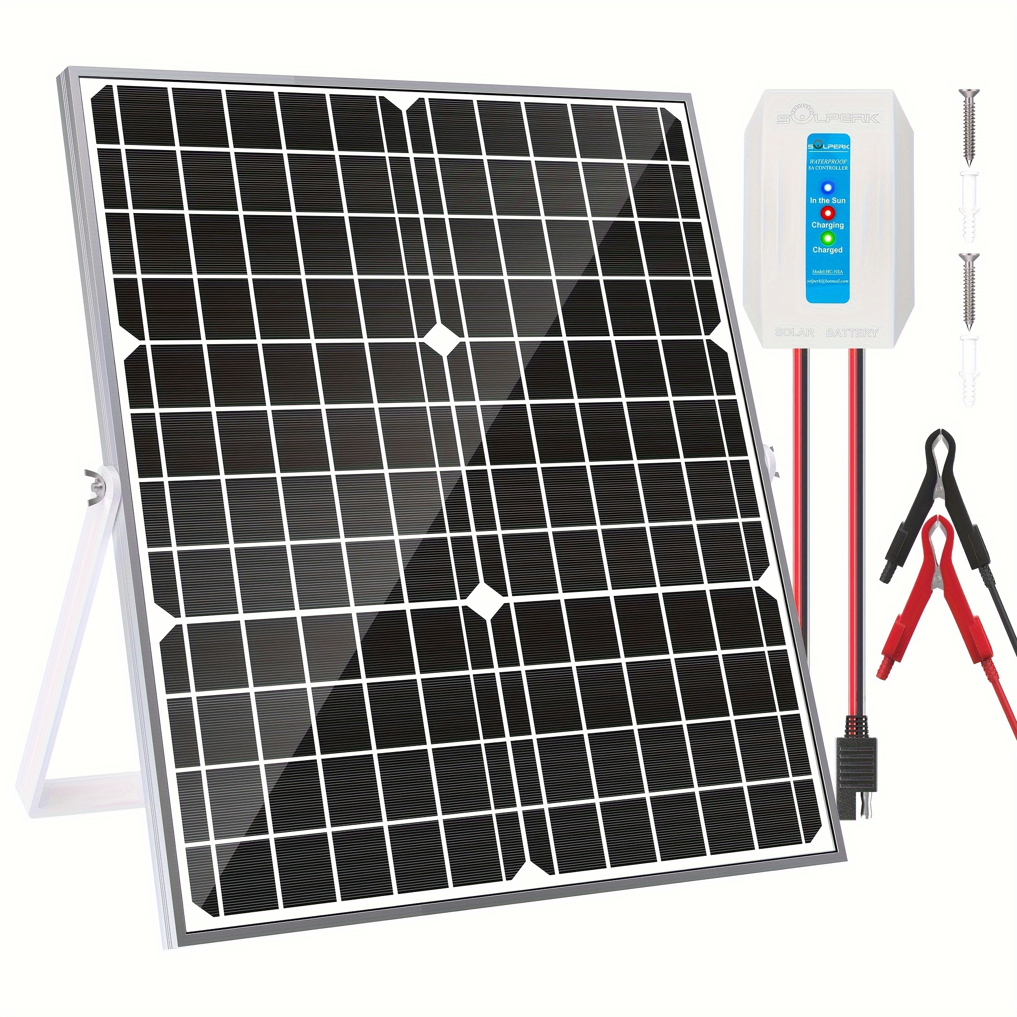 

Solar Panel Kit 30w 12v, Solar Battery Charger Maintainer + Waterproof Controller + Adjustable Mount Bracket For Boat Car Rv Motorcycle Marine Automotive