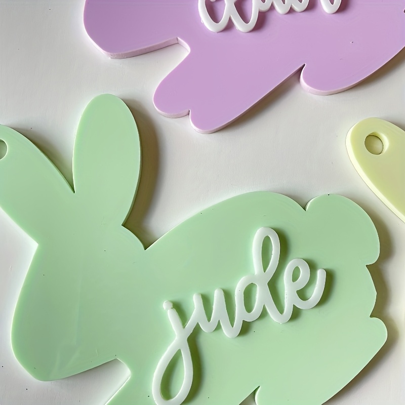 TEMU Easter Basket Tags, Acrylic Easter Tags, Custom Name Basket Tags, Personalized Bunny Tags, Acrylic Bunny Name Tags, Easter Tags