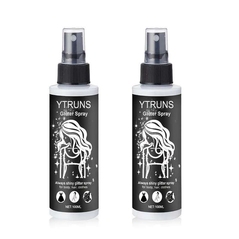 2pcs Quick Dry Glitter Spray Kit For Hair & Body 100ml High Gloss Shimmer Spray For Lips Eyes Face & More Perfect For Music Festivals Makeup