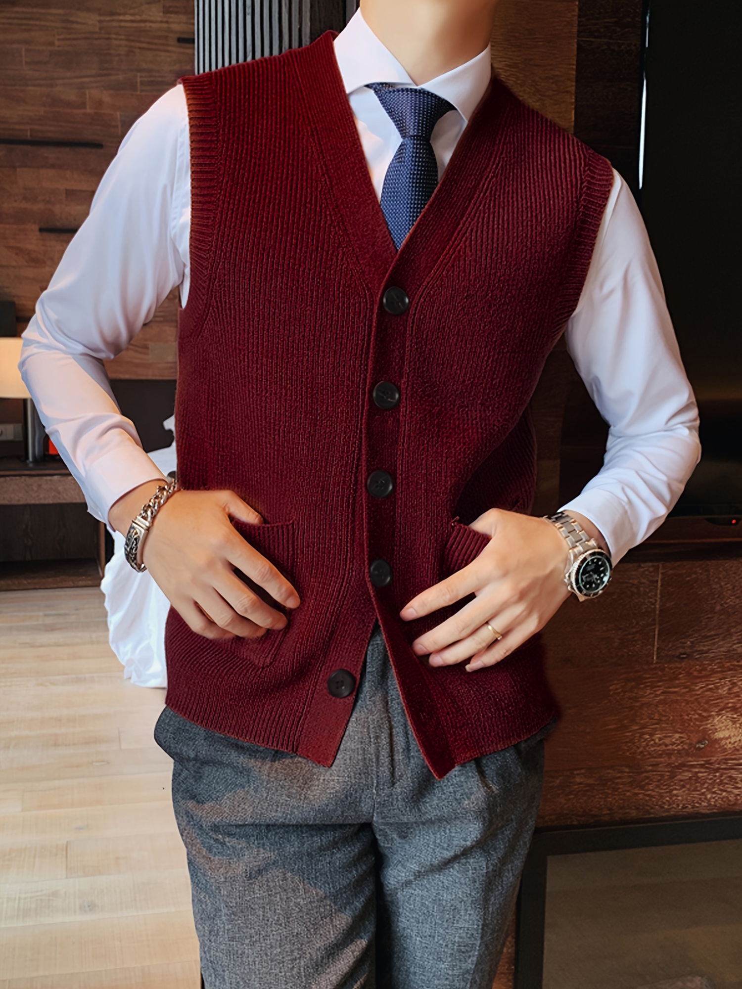 Dark Academa Deep V-Neck Sleeveless Cardgan - Ltlookz Studo