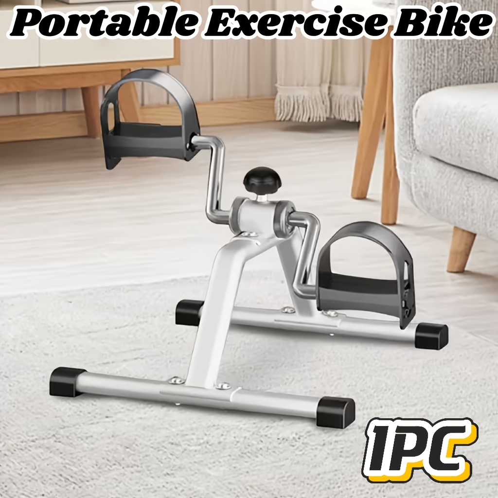 TEMU 1pc Portable Exercise Bike, Aerobic Training Equipment, Adjustable Foot Pedals And Handles, Durable Metal Frame, For Electricity For Manual