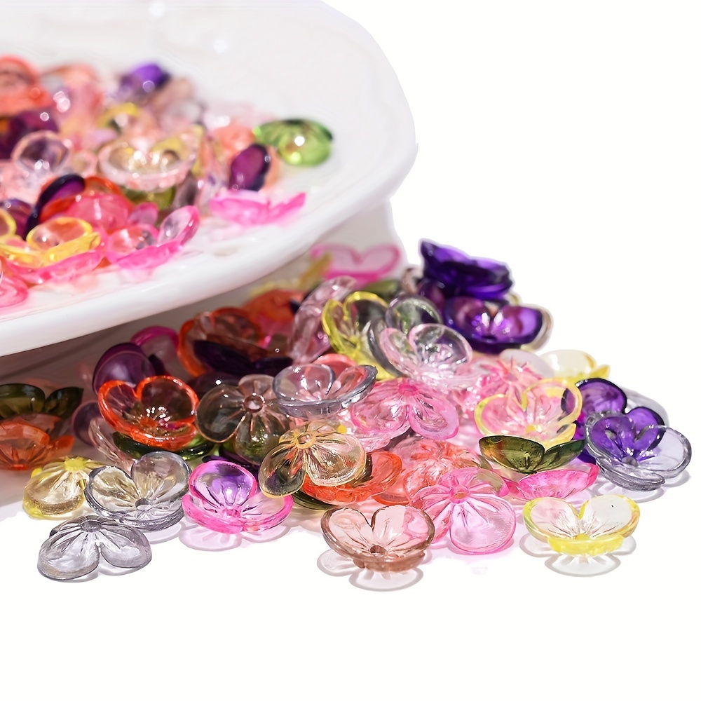 

100pcs/Lot 10mm Perles Acryliques Transparentes en de Fleur à 3 Pétales pour Barrettes à Cheveux, Porte-clés DIY, Chaîne de Téléphone, Pendentif, Accessoires de Fabrication de Bijoux