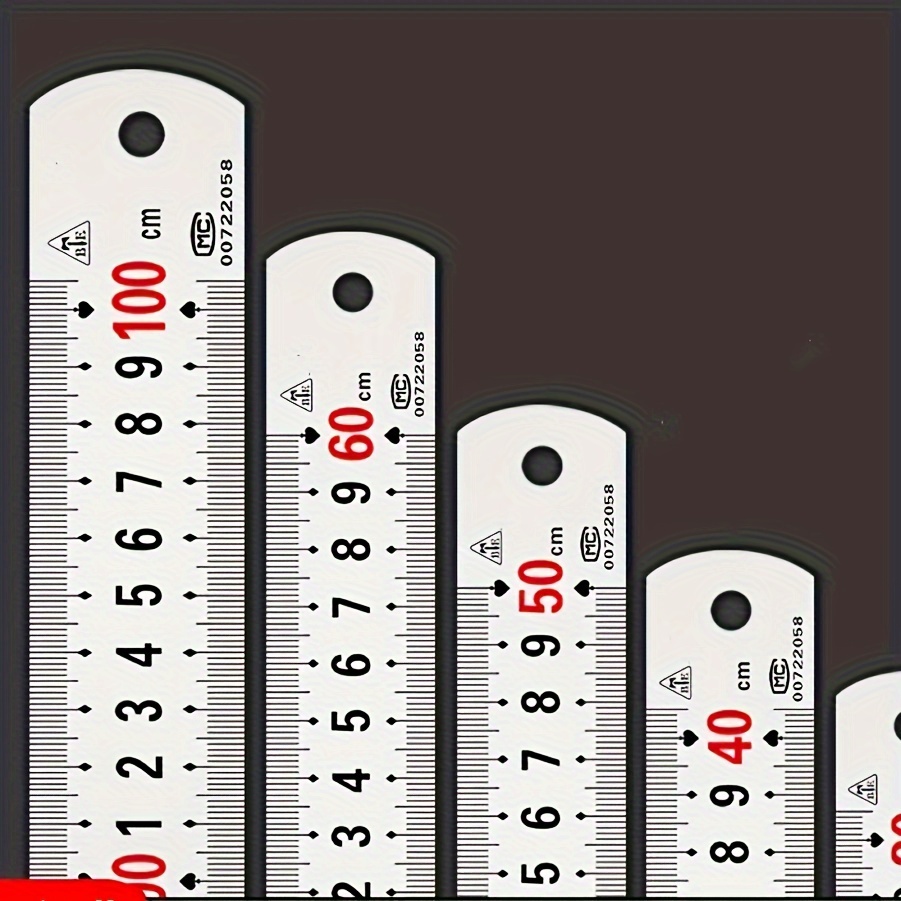 

15cm-60cm High Strength Straight Plate Ruler, Suitable For Cutting, Design, Measurement, Office And Other . Carbon Steel Treatment, Wear-resistant Hands