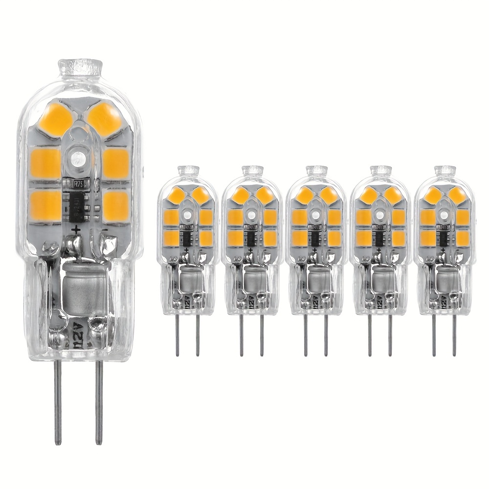 Image of G4 Led Light Bulbs G4 Bi-pin Base 1w-1.5w Ac/ 12v G4 Mini Bulb Cool White 6000k Not Dimmable No Flickering Led Bulbs For Landscape Ceiling Under Counter Puck Lighting 6pcs