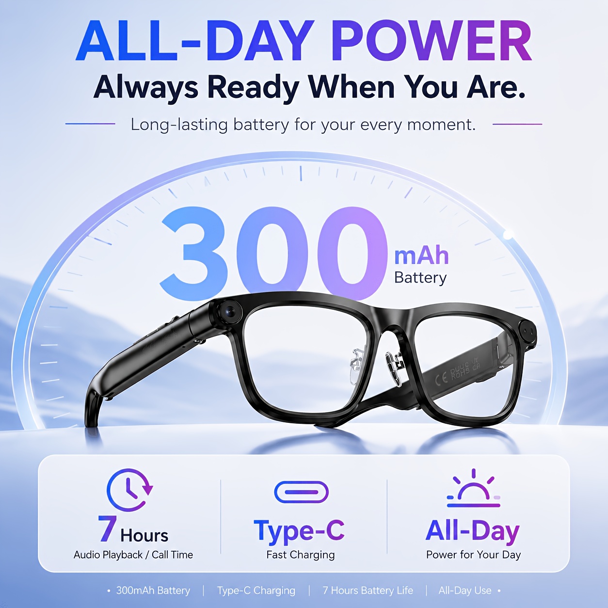 PEJE AI Smart Camera Glasses with 100+ Languages Real-Time Translation, AI Voice Assistant, AI Recognition, 8MP Camera, 1080P Video Recording, 4GB Storage, Wireless Calls, Music Playback, Open-Ear Audio, Smart Glasses for Travel & Outdoor