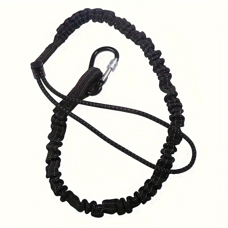 A Nylon Elastic Kayak Paddle Leash, Safety Tool Lanyard With Carabiner Hook, Retractable Coil For Securing Gear, Pa Material Anti-drop Rope For Boating, Paddling, And Water Sports Accessories