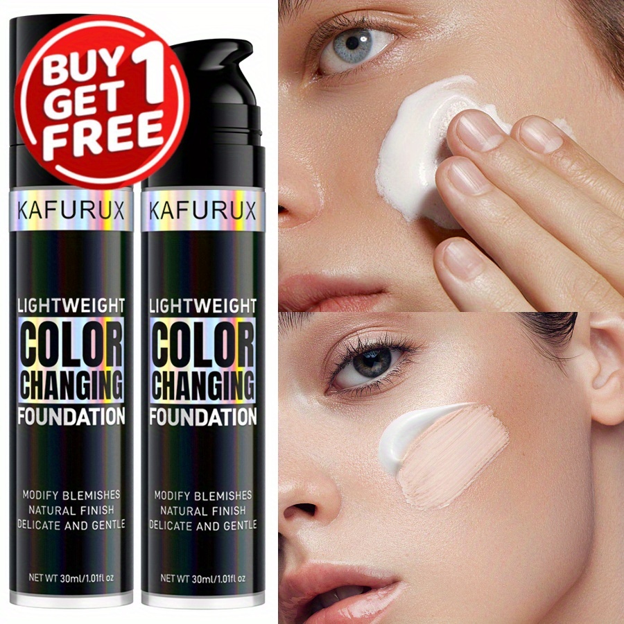 2pcs Foundation For Women, Liquid Foundation Full Coverage, Color Changing Foundation, Nature, Change With Light Beige, Not Sticky, Lasting Makeup Foundation, Create , , Portable Travel Makeup