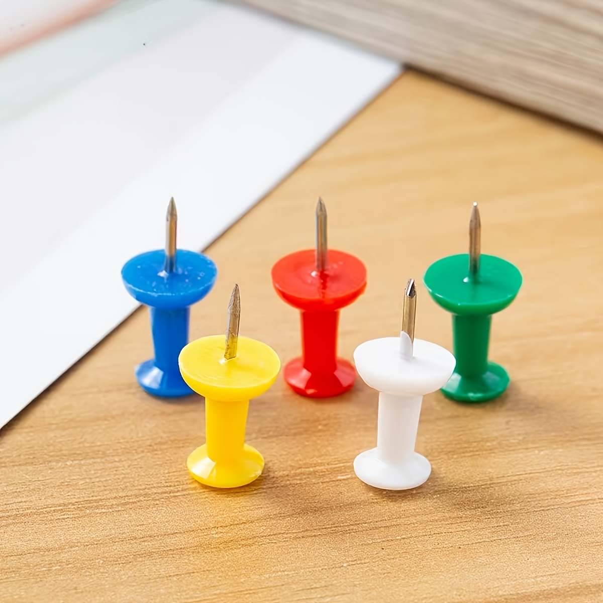 TEMU 25pcs Assorted Colors, Colorful Y-shaped Push Pins, Small Thumb Tacks, Macaron And Multicolor Craft Pins, With Plastic Storage Box, Suitable For