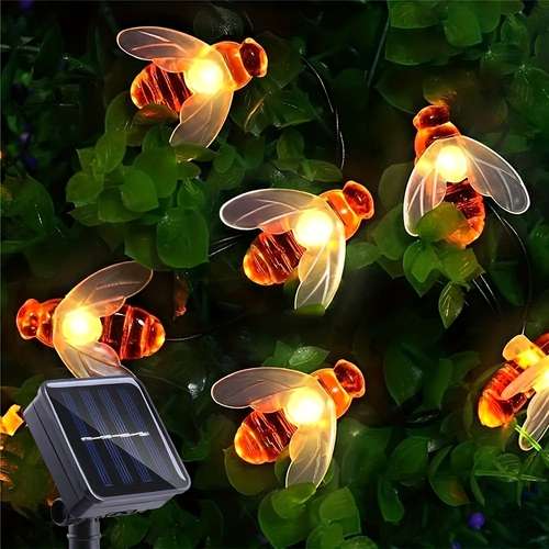 Hanging Solar Bees, 2025 New Designed For Garden Decoration Outdoor Solar Bee Simulation Lights Waterproof Outside Insect Metal Decor Bouncy Springs Patio